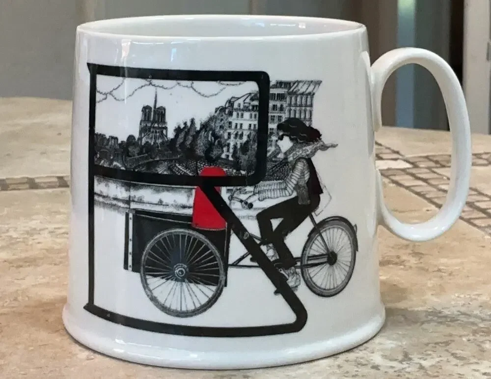 Florence Balducci Anthropologie Paris Bicycle Mug Coffee Cup French Cafe Art
